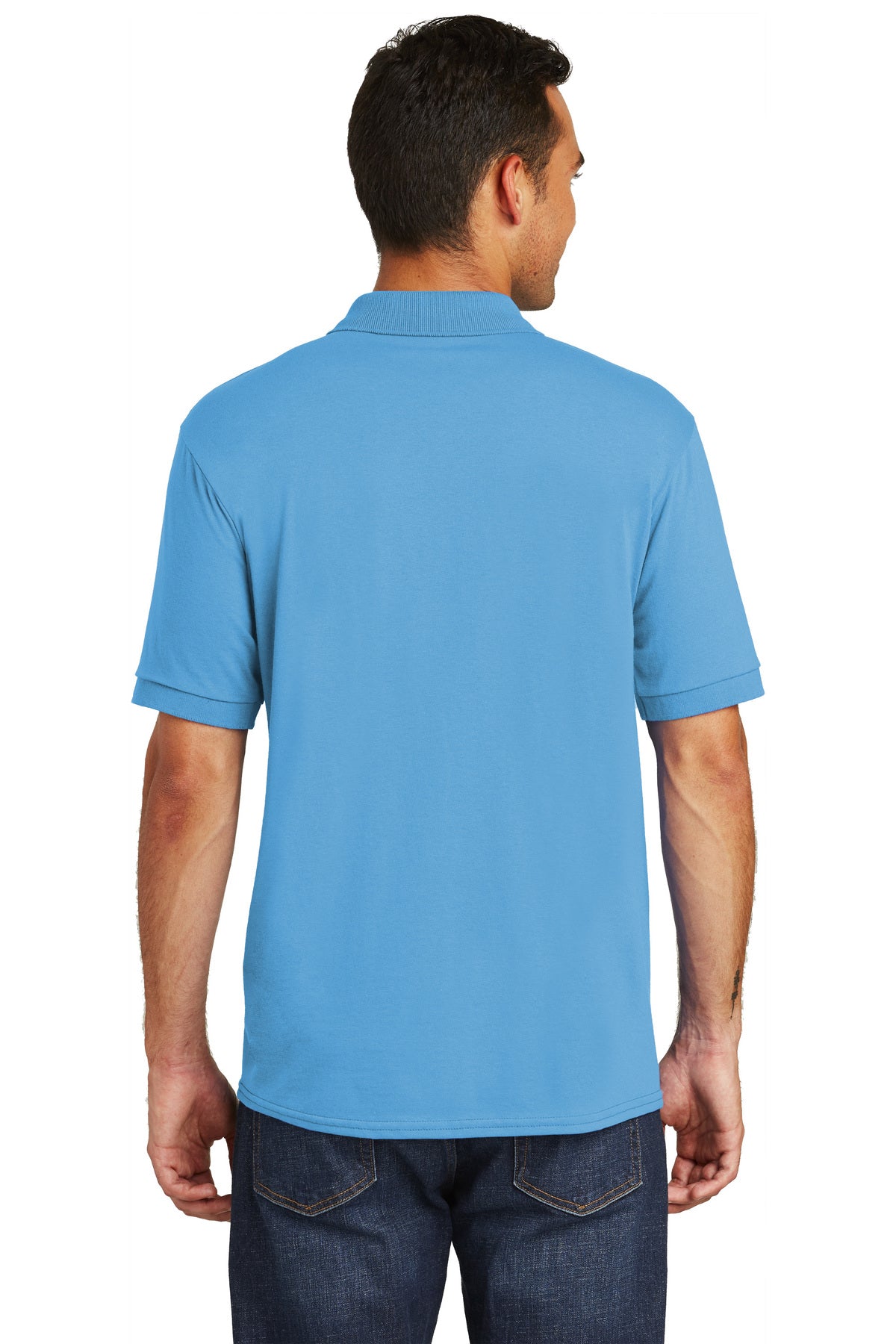 core blend jersey knit polo aquatic blue