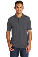 core blend jersey knit polo charcoal