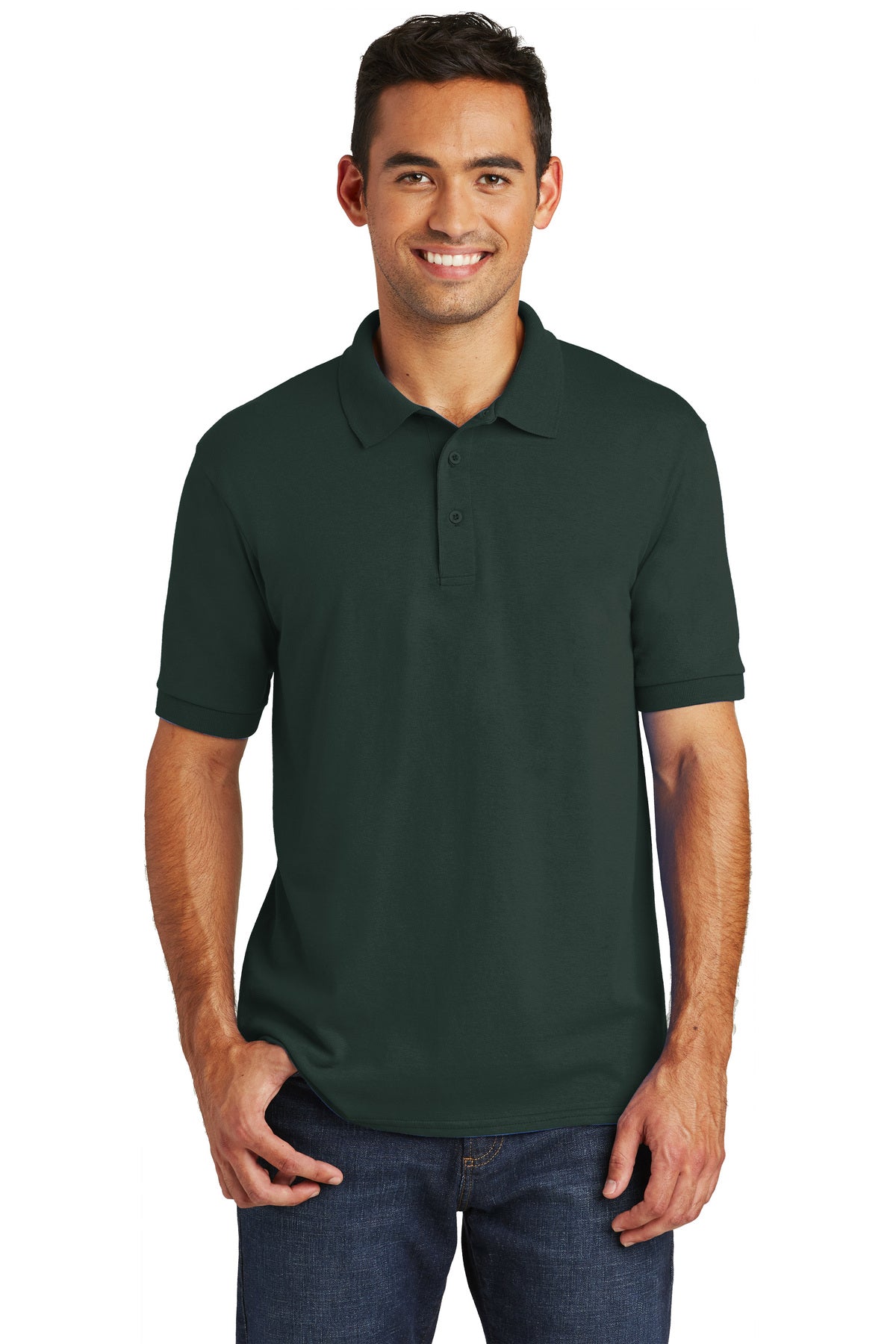 core blend jersey knit polo dark green