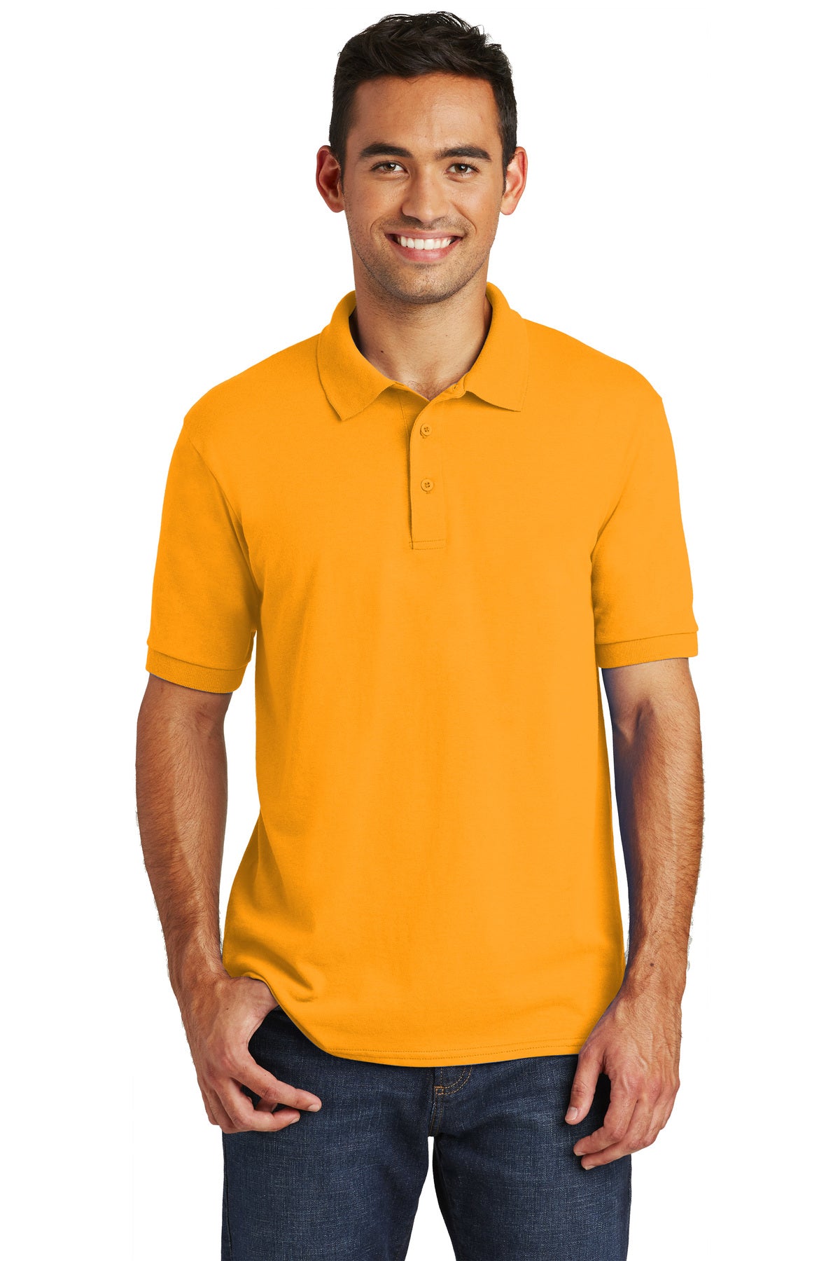 core blend jersey knit polo gold