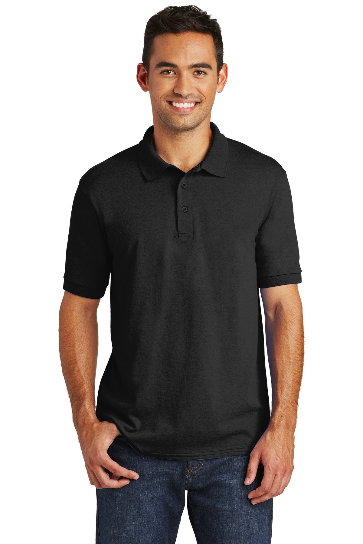 core blend jersey knit polo jet black