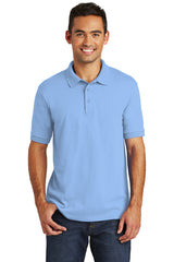 core blend jersey knit polo light blue