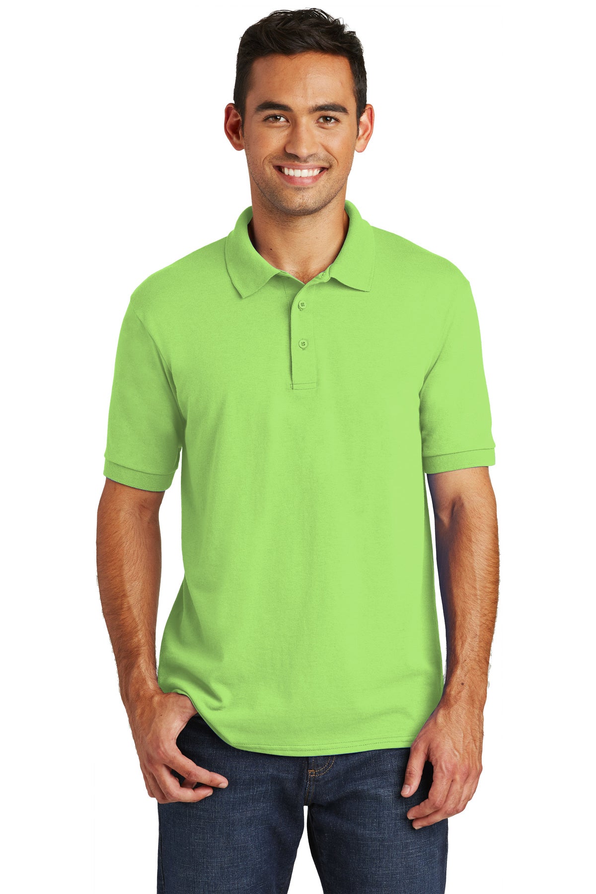 core blend jersey knit polo lime