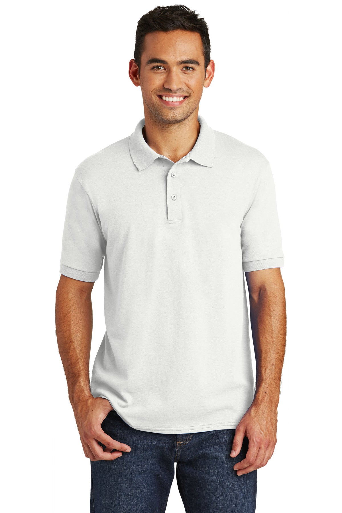 core blend jersey knit polo white