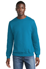 core fleece crewneck sweatshirt neon blue
