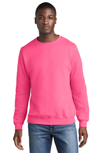 core fleece crewneck sweatshirt neon pink