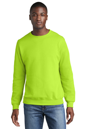 core fleece crewneck sweatshirt neon yellow