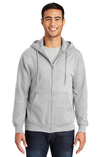 essential fleece full zip hooded sweatshirt ash