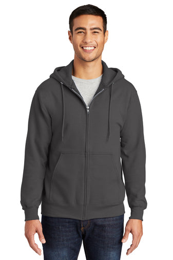 essential fleece full zip hooded sweatshirt charcoal