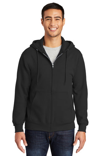 essential fleece full zip hooded sweatshirt jet black