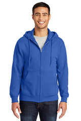 essential fleece full zip hooded sweatshirt royal