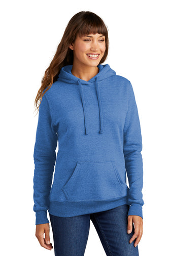 ladies core fleece pullover hooded sweatshirt heather royal