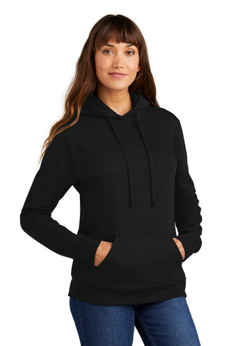 ladies core fleece pullover hooded sweatshirt jet black