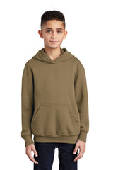 youth core fleece pullover hooded sweatshirt coyote brown