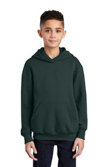 youth core fleece pullover hooded sweatshirt dark green