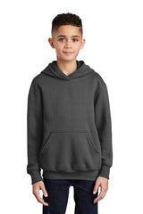 youth core fleece pullover hooded sweatshirt dark heather grey