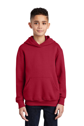 youth core fleece pullover hooded sweatshirt red