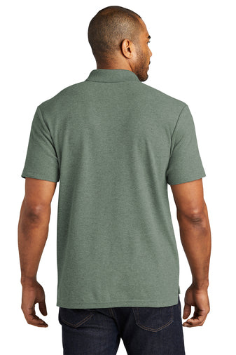 c free  cotton blend pique polo dark green heather