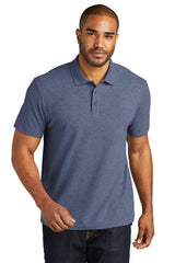 c free  cotton blend pique polo navy heather