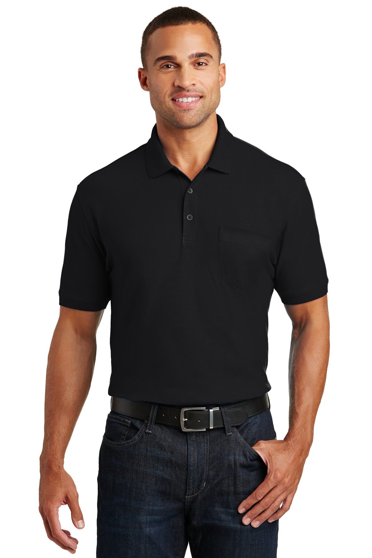 core classic pique pocket polo deep black