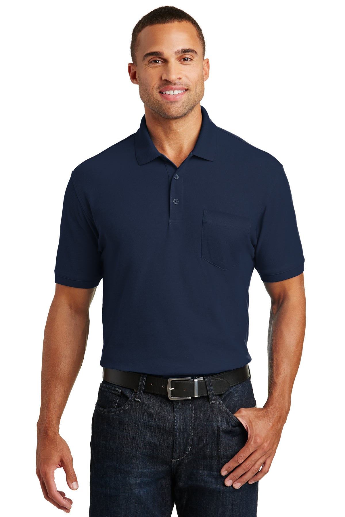 core classic pique pocket polo river blue navy