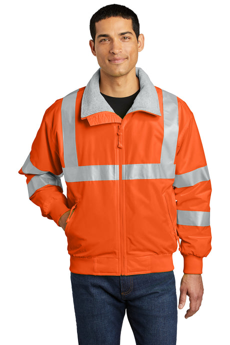 enhanced visibility challenger jacket with reflective taping safety orange reflective
