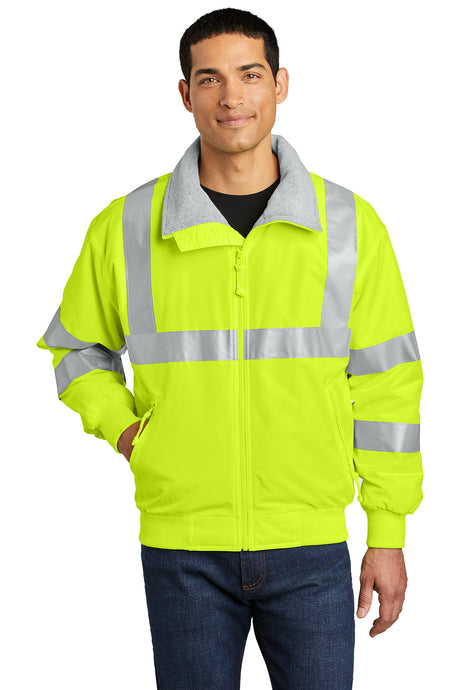 enhanced visibility challenger jacket with reflective taping safety yellow reflective
