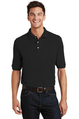 heavyweight cotton pique polo with pocket k420p black