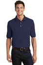 heavyweight cotton pique polo with pocket k420p navy