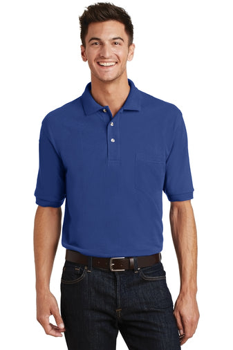 heavyweight cotton pique polo with pocket k420p royal