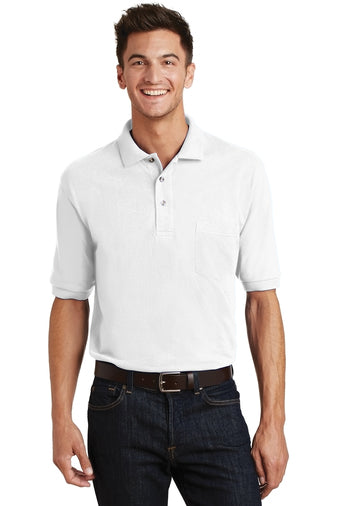 heavyweight cotton pique polo with pocket k420p white