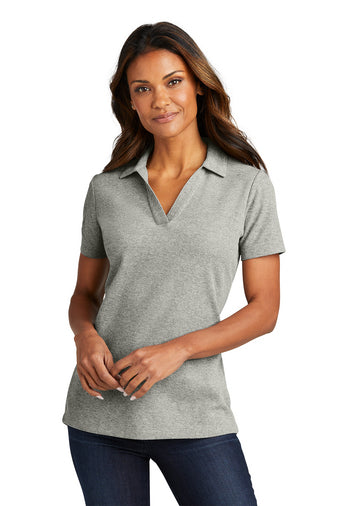 ladies c free  cotton blend pique polo deep smoke heather