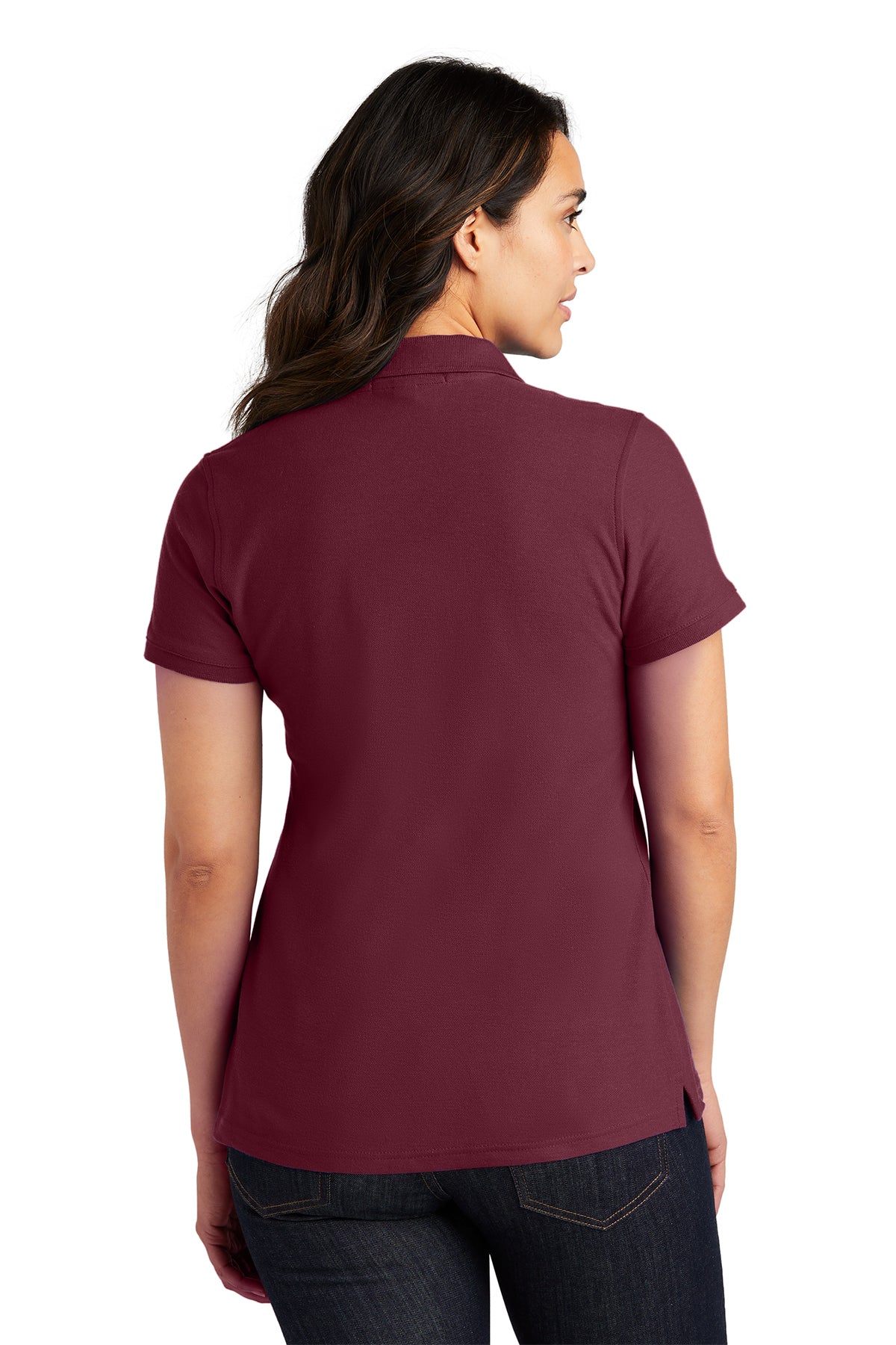 ladies core classic pique polo burgundy