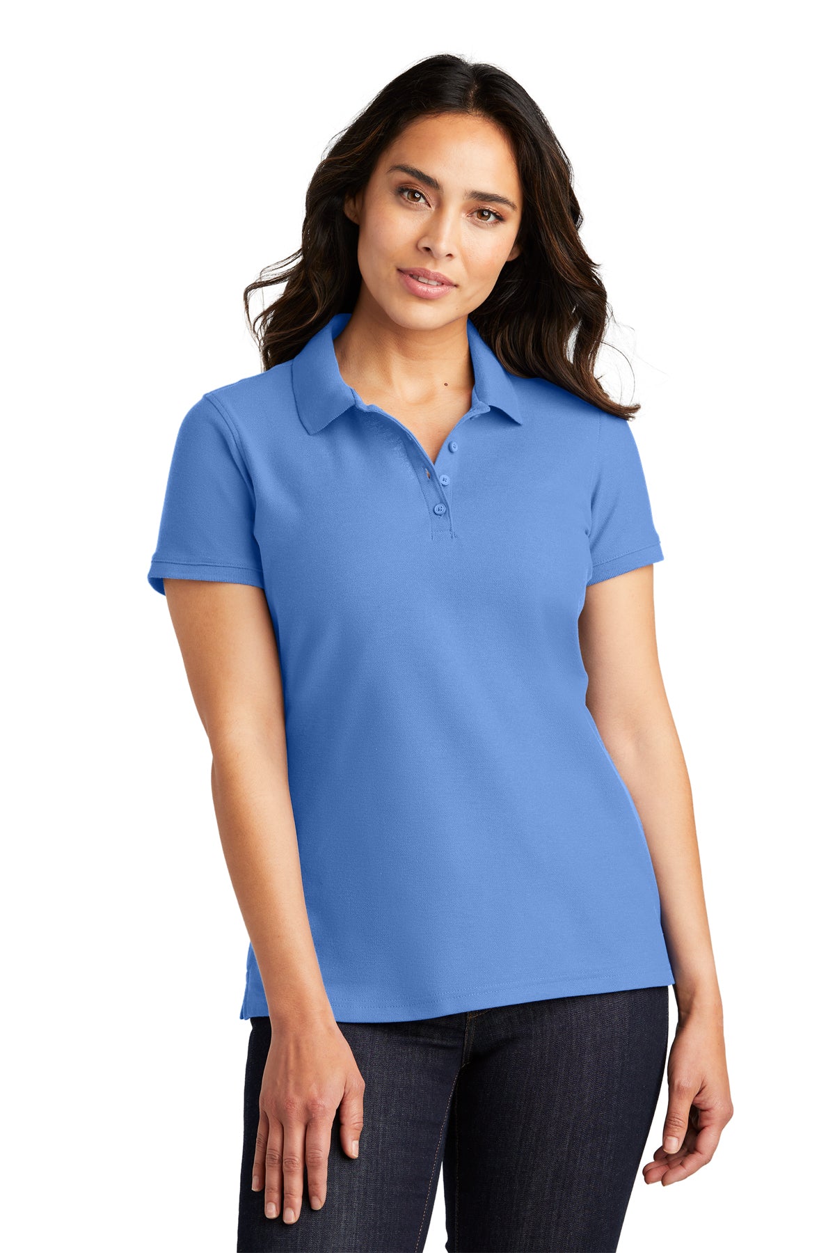 ladies core classic pique polo carolina blue