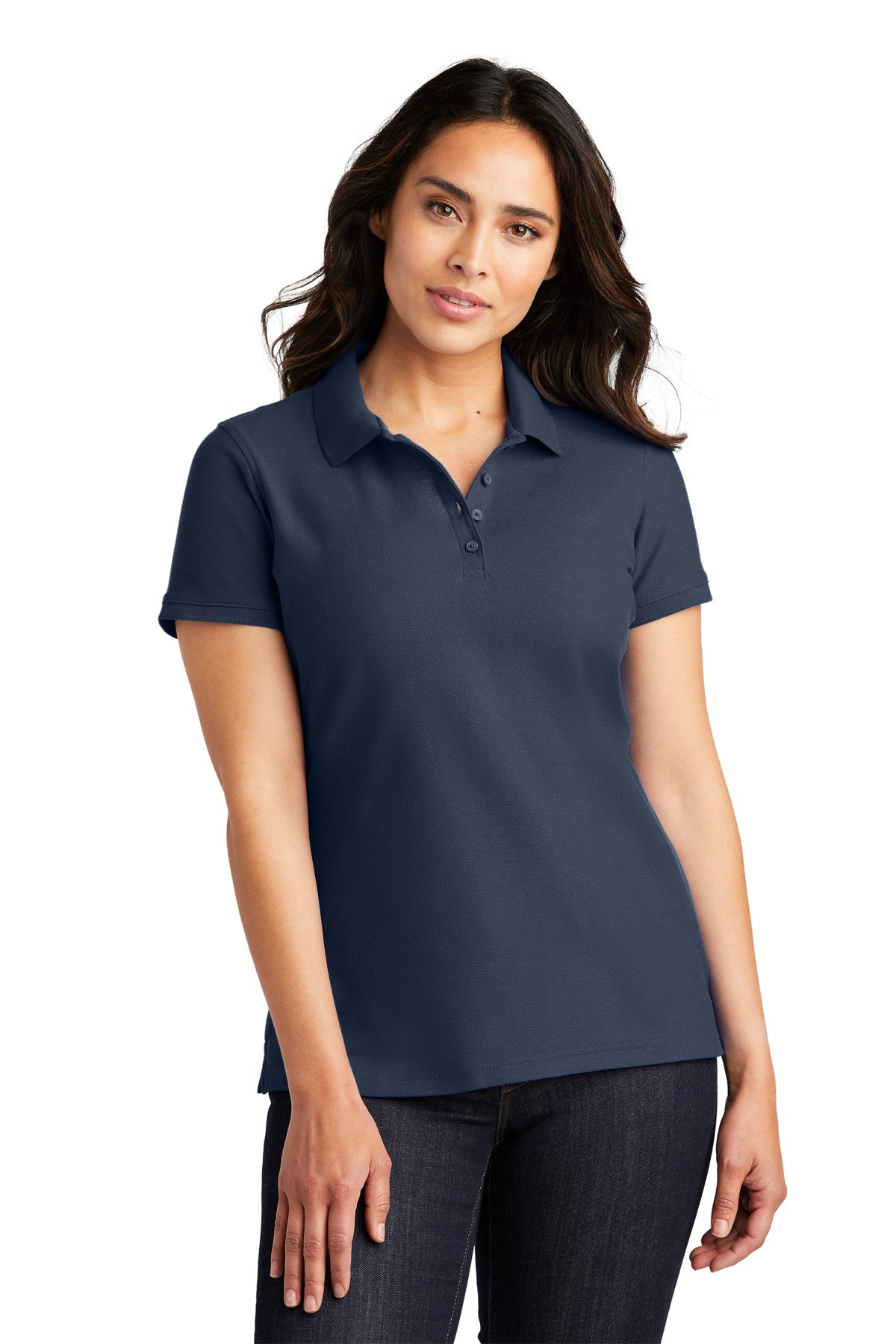 ladies core classic pique polo river blue navy