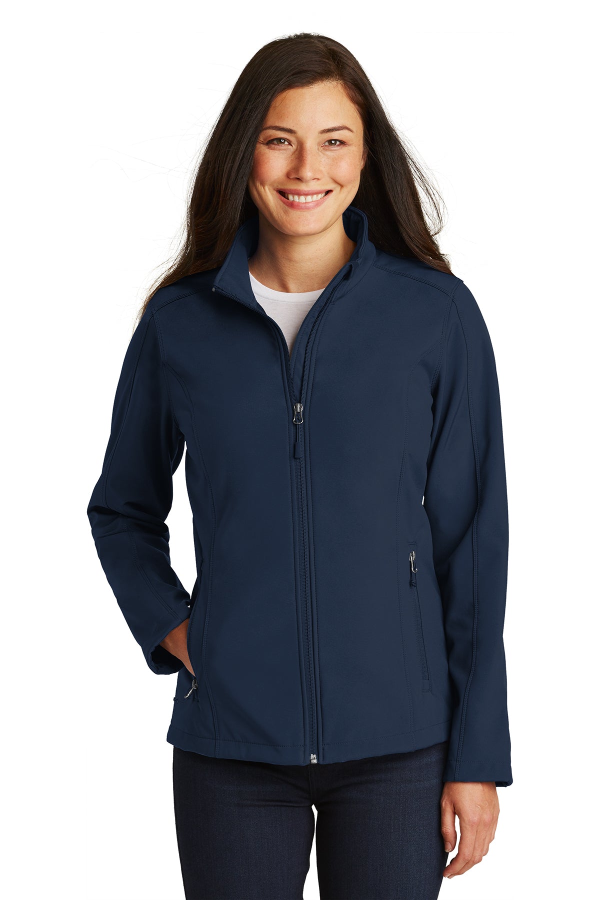 ladies core soft shell jacket dress blue navy