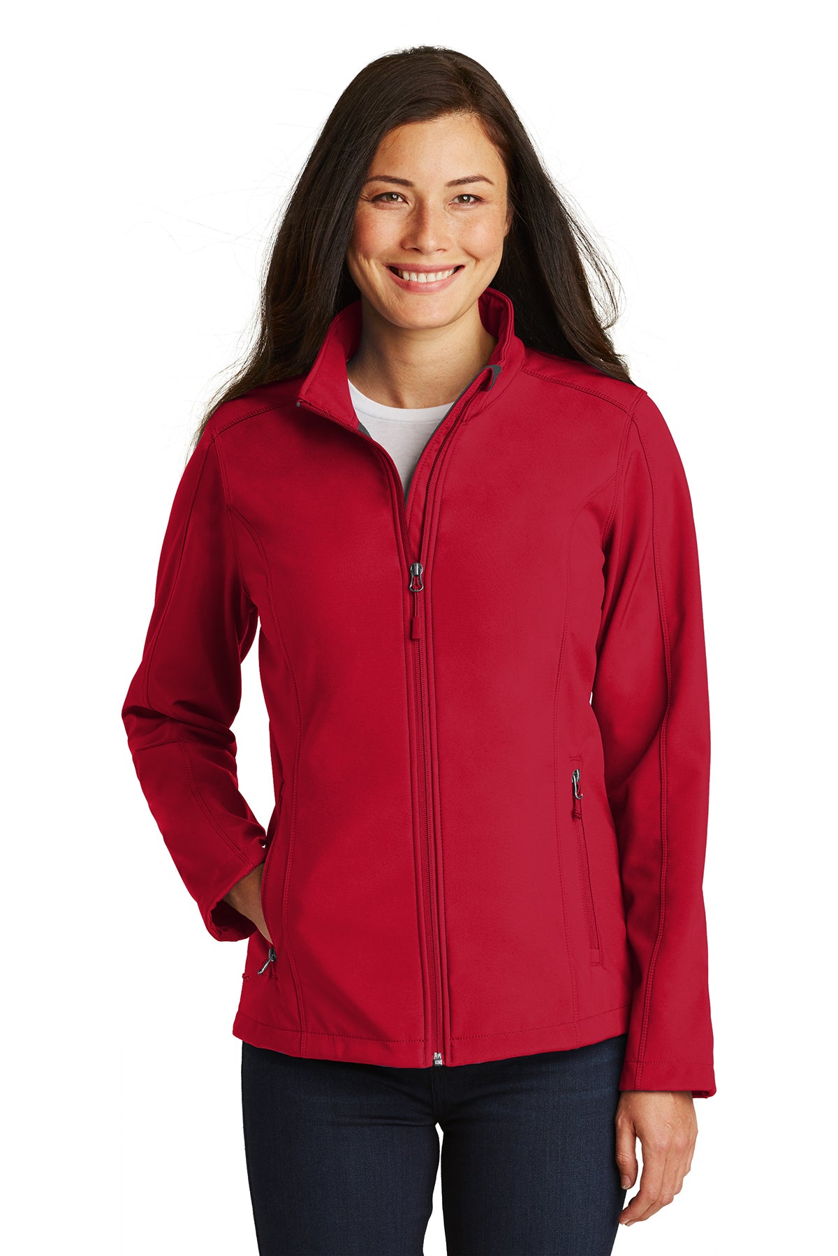 ladies core soft shell jacket rich red