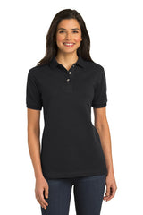 ladies heavyweight cotton pique polo l420 black