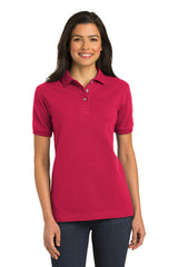 ladies heavyweight cotton pique polo l420 red