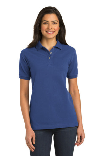 ladies heavyweight cotton pique polo l420 royal