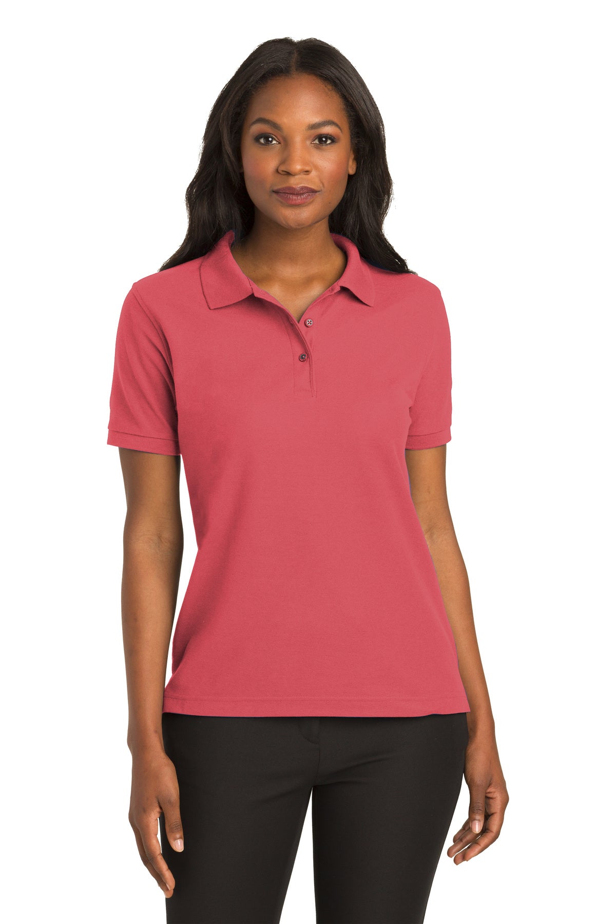 ladies silk touch polo hibiscus