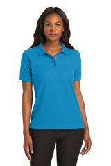 ladies silk touch polo turquoise