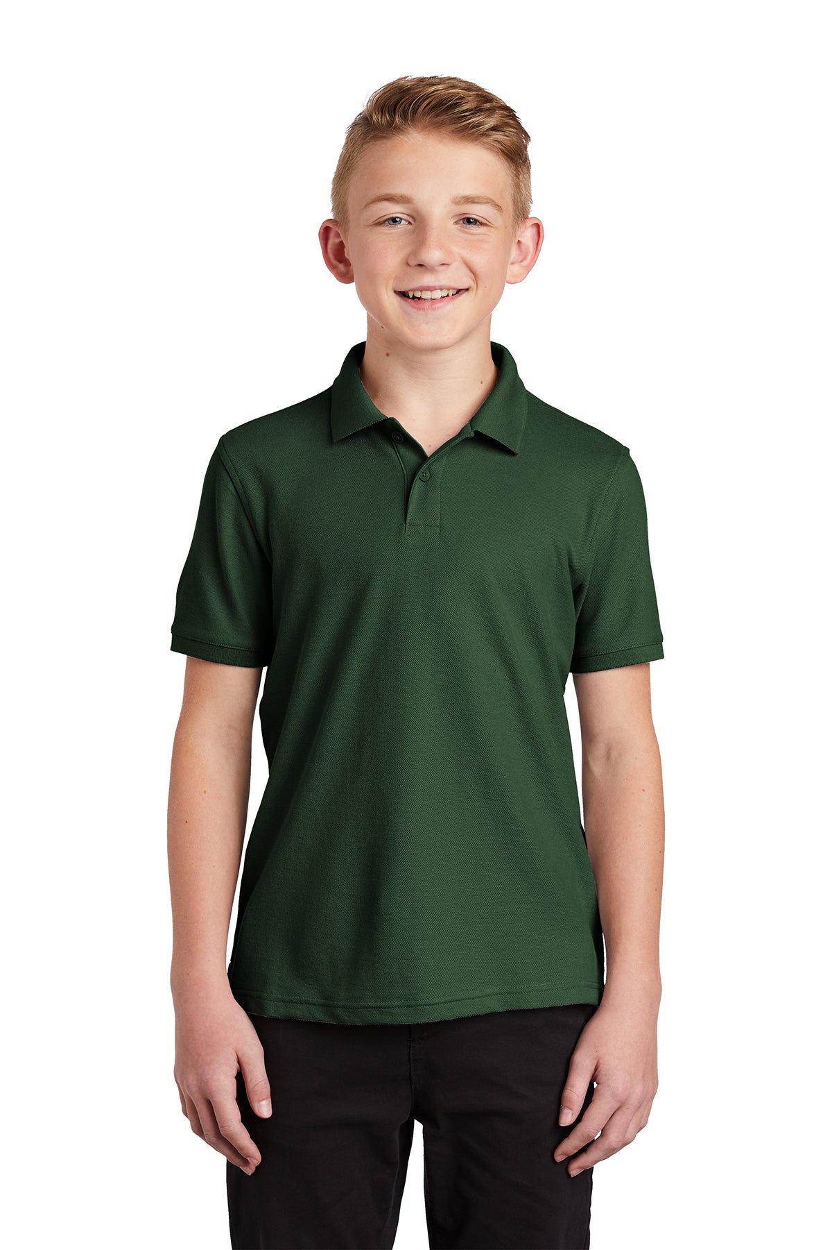 youth core classic pique polo deep forest green