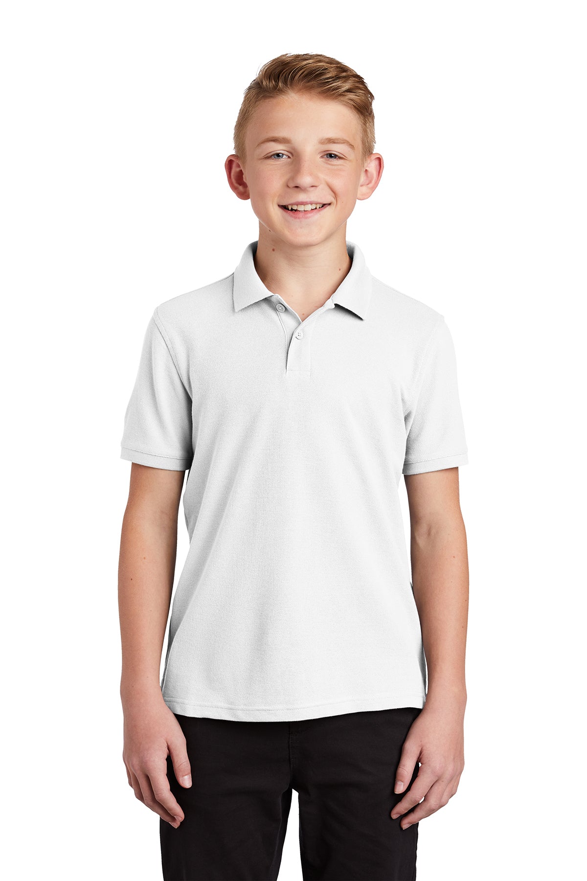 youth core classic pique polo white