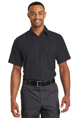 short sleeve solid ripstop shirt black