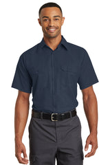 short sleeve solid ripstop shirt navy