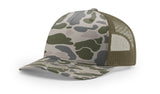 richardson printed trucker 5 panel hat marsh duck camo loden