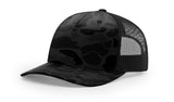 richardson printed trucker 5 panel hat sable duck camo black