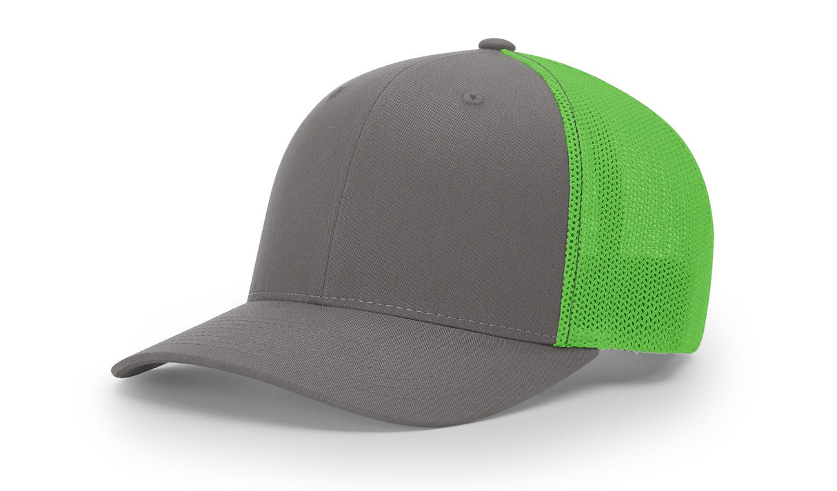 richardson trucker cap hat r-flex hat charcoal neon green