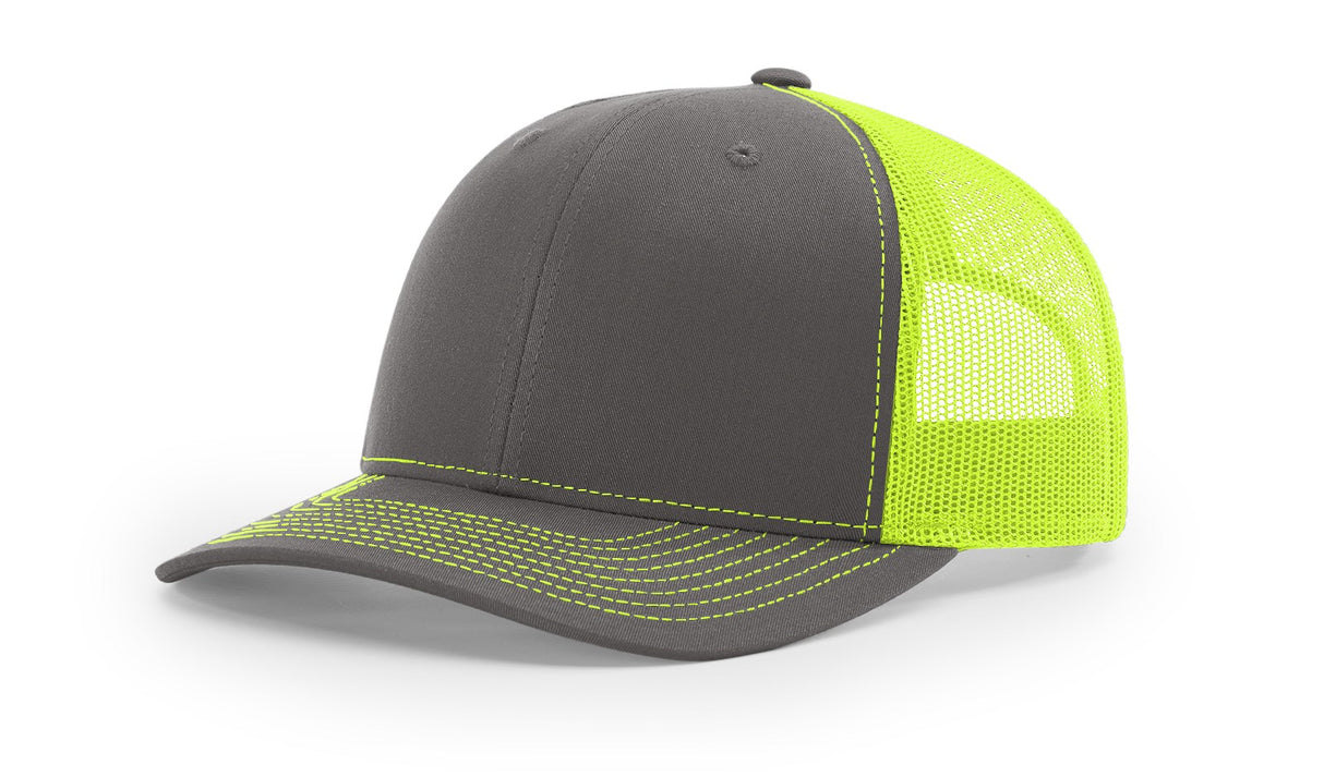 richardson snapback hats trucker cap charcoal neon yellow